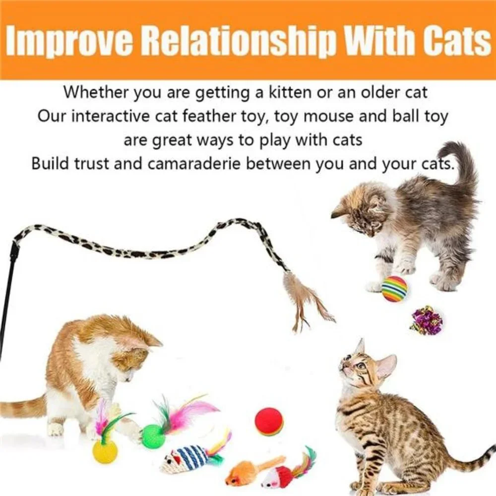 21 Pcs Cat Toys for Indoor Cats Collapsible Cat Tunnel Interactive Feather